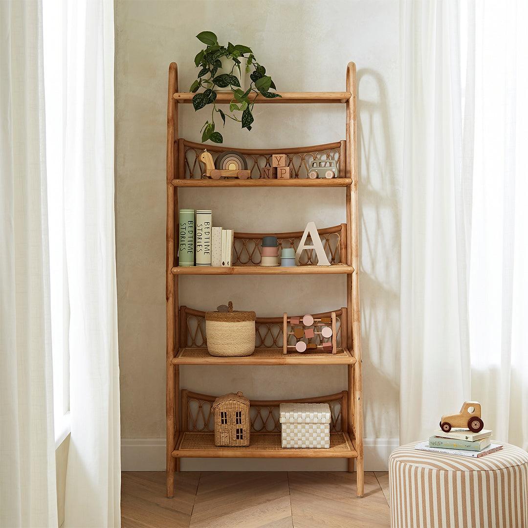 CuddleCo Aria 5 Tier Rattan Shelving Unit - Natural