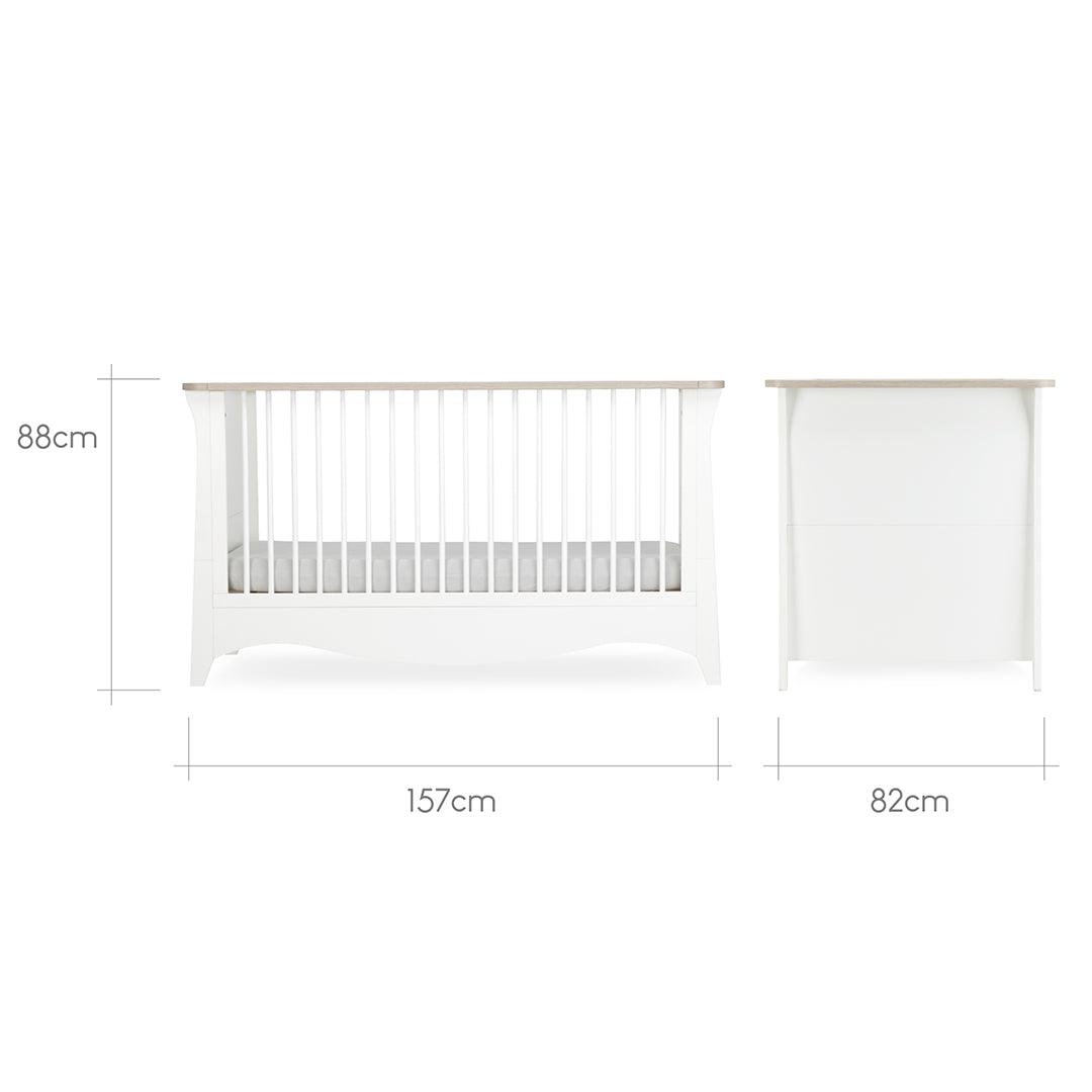CuddleCo Clara 2 Piece Set 3-Drawer Dresser + Cot Bed  - White/Ash