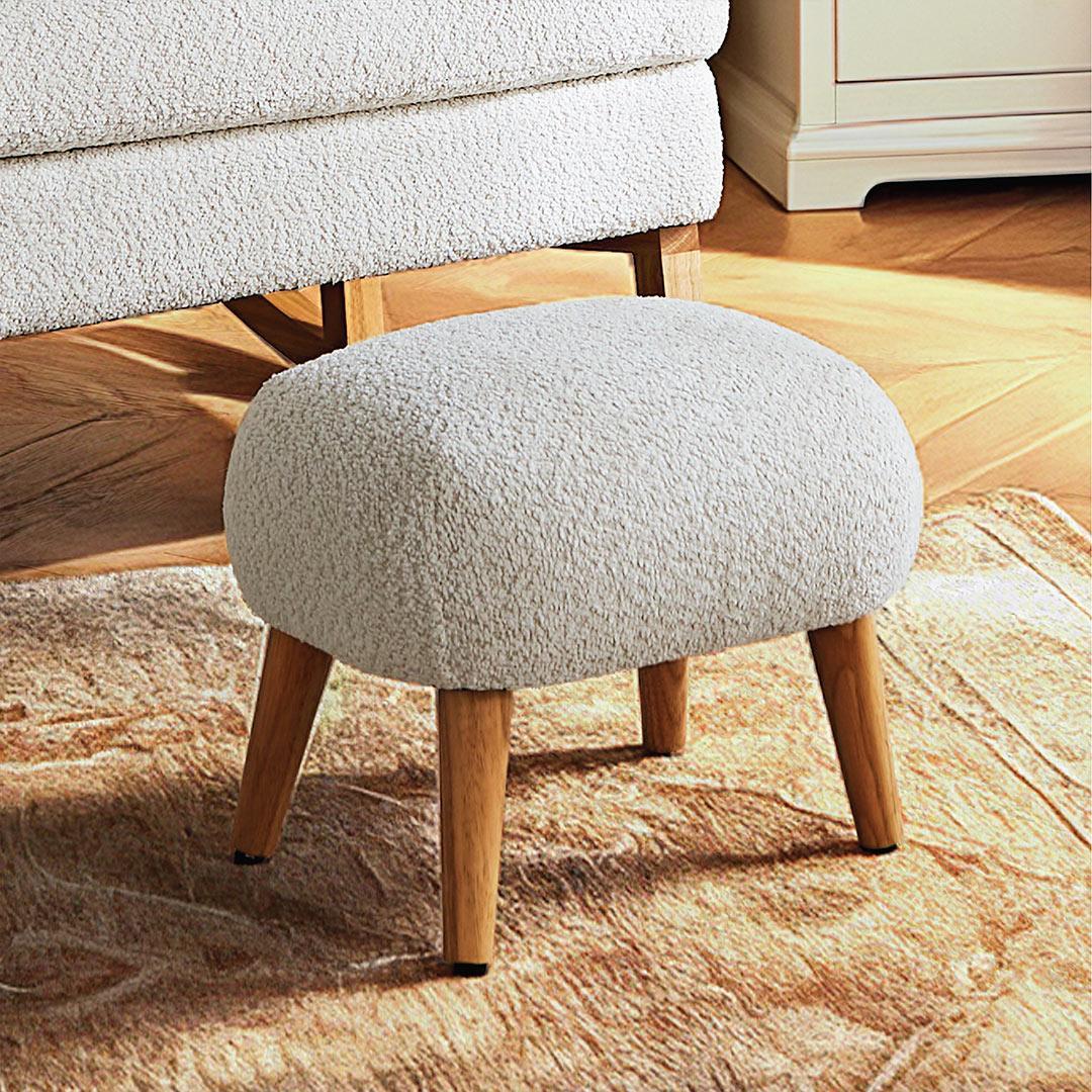 CuddleCo Etta Foot Stool - Boucle Off White