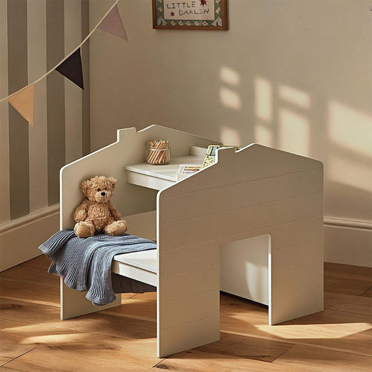 CuddleCo Storage Desk with Bench - Pebble