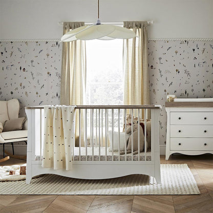 CuddleCo Clara 2 Piece Set 3-Drawer Dresser + Cot Bed  - White/Ash
