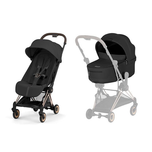 CYBEX Coya Comfort Compact Stroller & Carrycot - Sepia Black/Rose Gold
