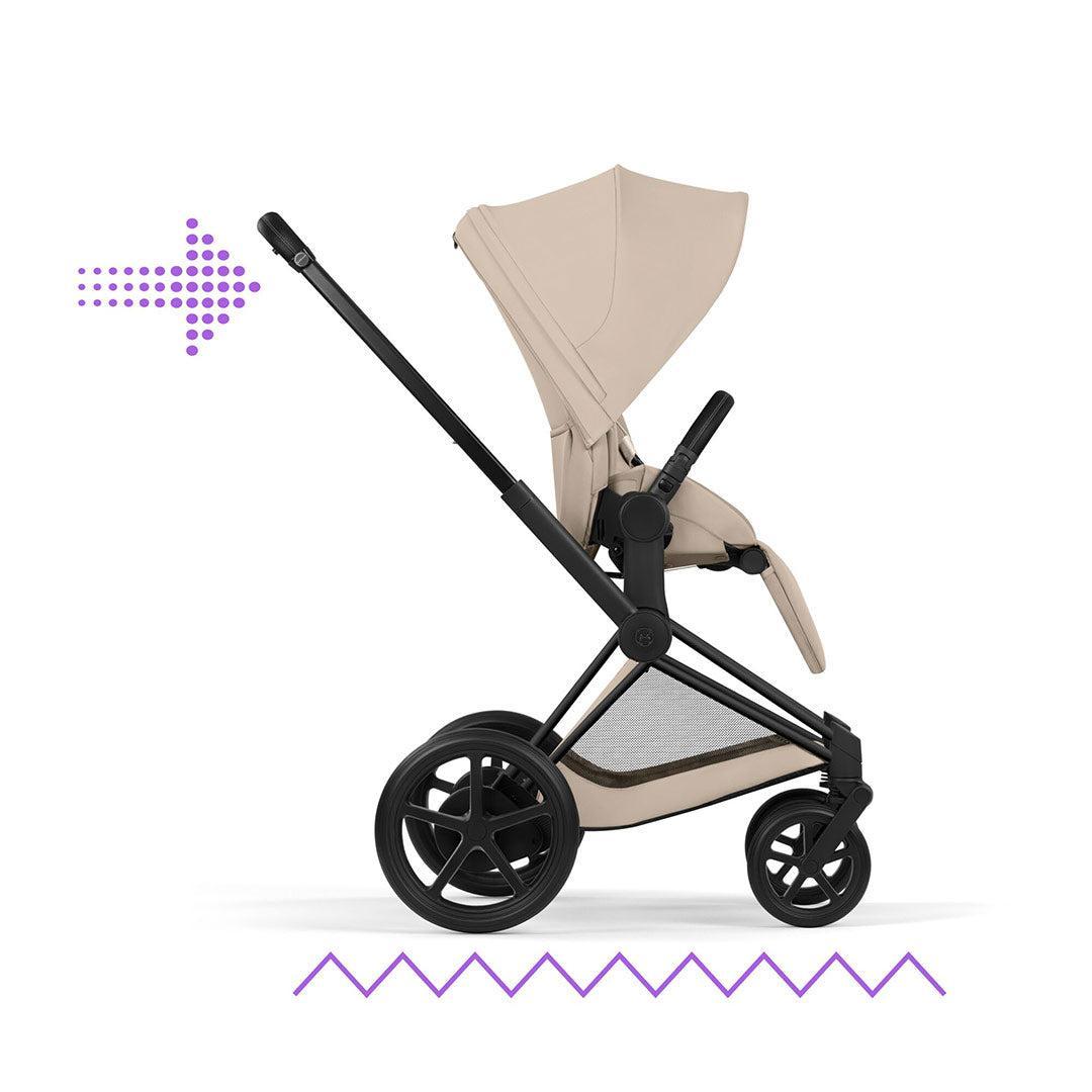 CYBEX e-PRIAM Pushchair & Fold Cot - Comfort - Cozy Beige/Black