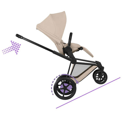 CYBEX e-PRIAM Pushchair & Fold Cot - Comfort - Cozy Beige/Black