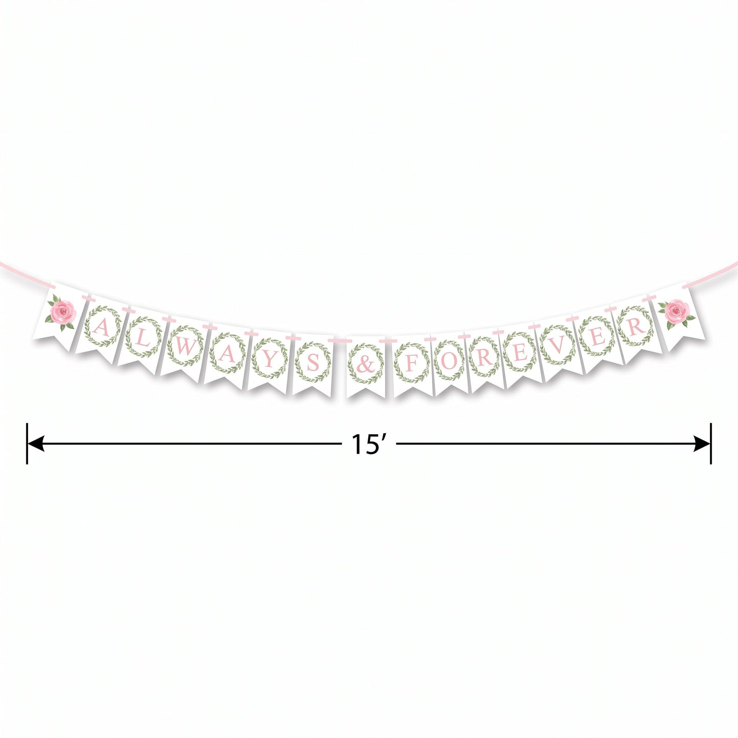 "Always & Forever" Floral Pennant Banner for Weddings