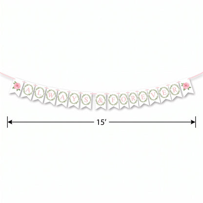 "Always & Forever" Floral Pennant Banner for Weddings