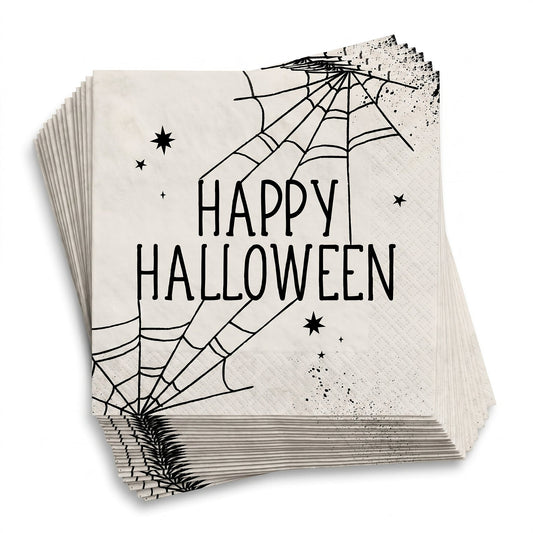 "Happy Halloween" Spider Web Luncheon Napkins - 6.5 In. x 6.5 In. - 40 Pack