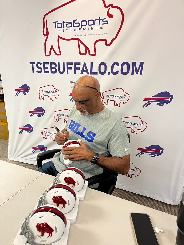 Darryl Talley Signed Buffalo Bills Standing Buffalo Speed Mini Helmet