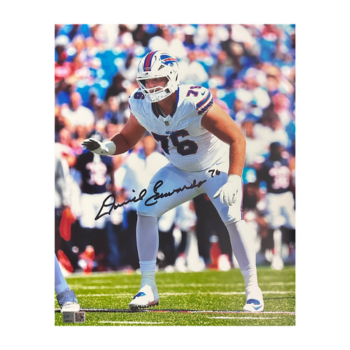 David Edwards Signed Blocking in White Close-up Photo