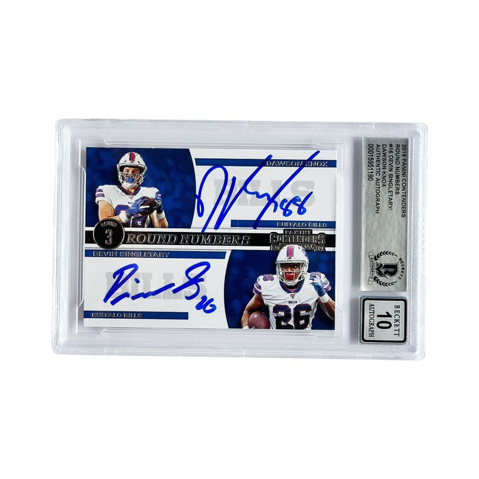 Dawson Knox + Devin Singletary Buffalo Bills Dual Signed 2019 Panini Contenders Slabbed Card - 10 Mint Signed Cards TSE Buffalo