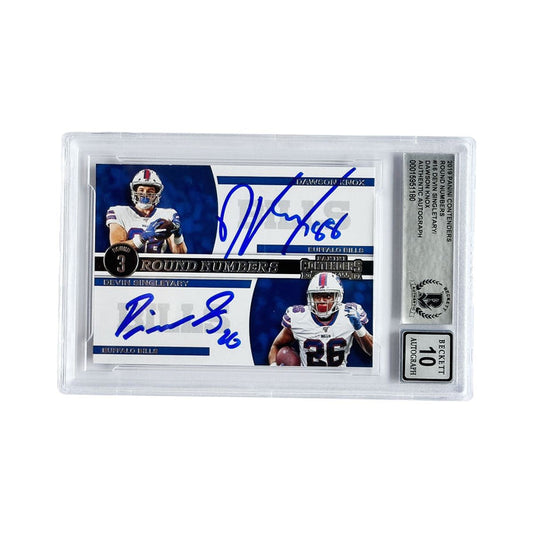 Dawson Knox + Devin Singletary Buffalo Bills Dual Signed 2019 Panini Contenders Slabbed Card - 10 Mint Signed Cards TSE Buffalo