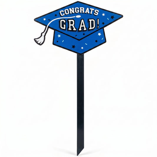 "Congrats Grad" Royal Blue Lawn Sign