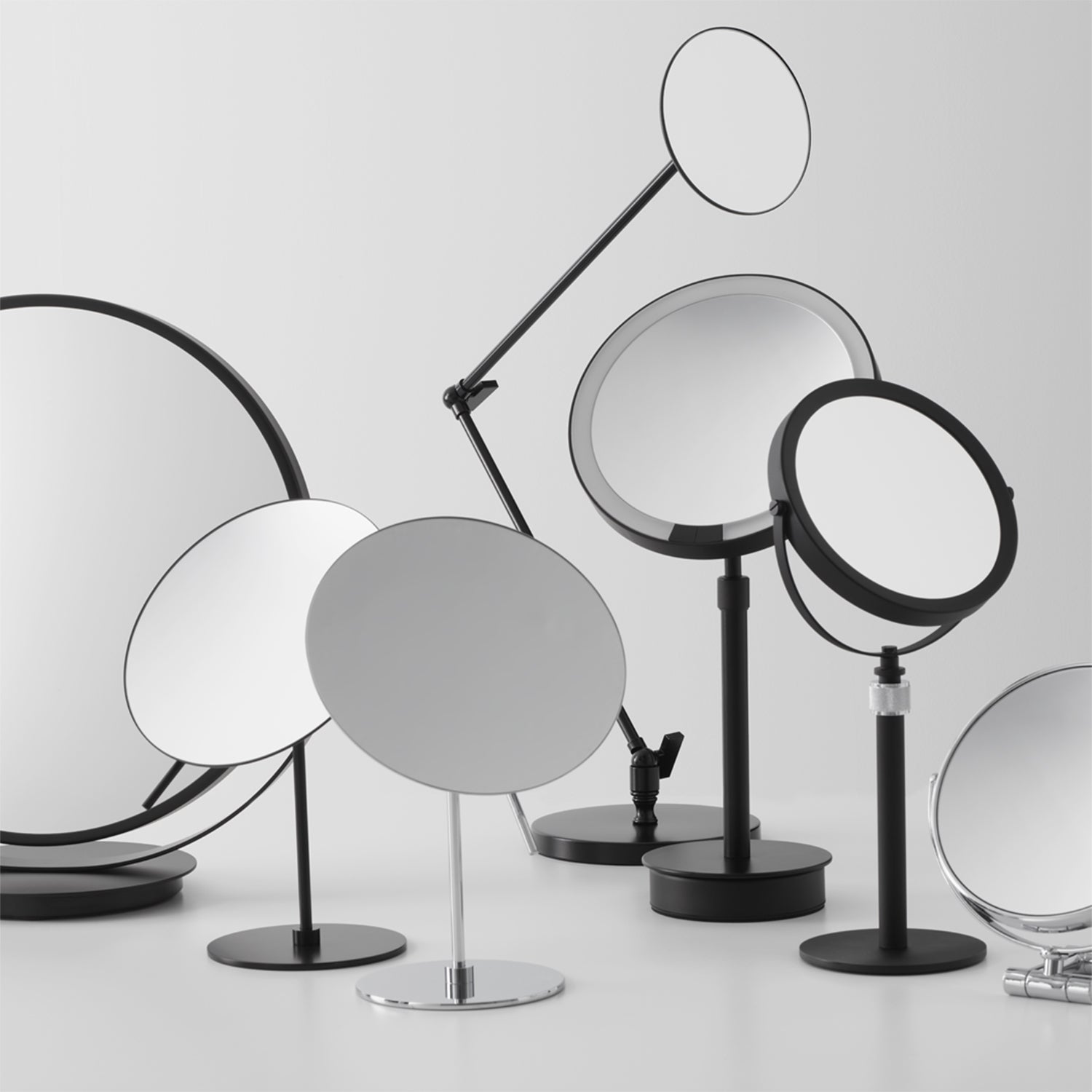 decor walther | BASIC series | illuminated table mirror | matte black 5x magnification - SO