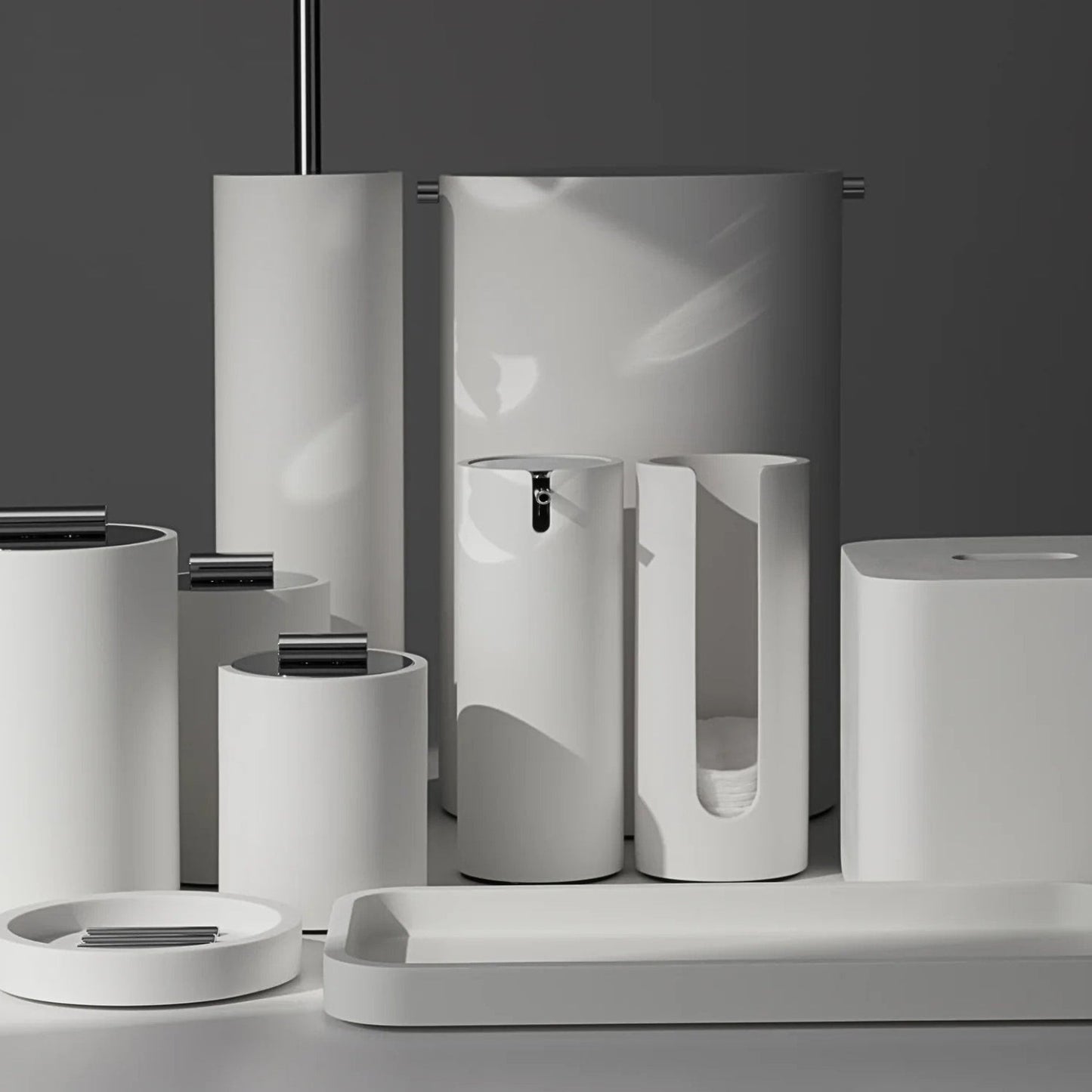decor walther | STONE series | multi purpose box with lid | white small | matt stainless steel