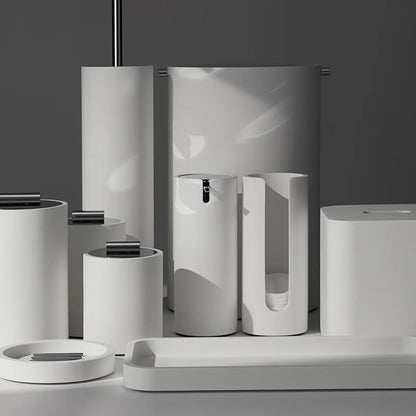 decor walther | STONE series | multi purpose box with lid | white small | matt stainless steel