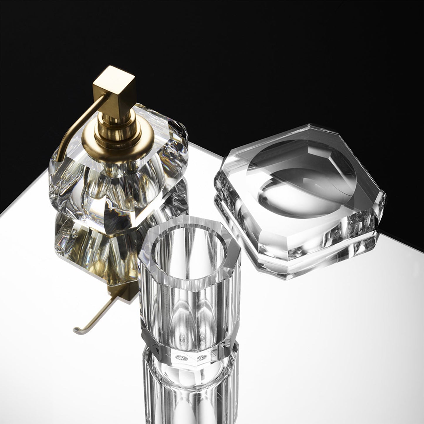 decor walther | KRISTALL collection | soap dispenser | clear + gold matte (24 carat)