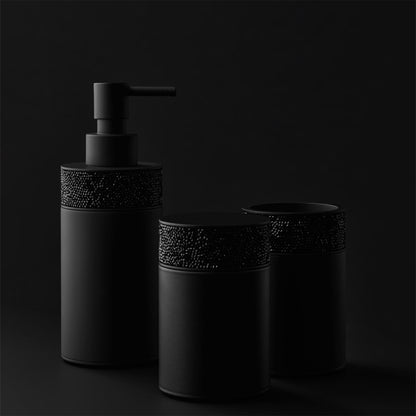 decor walther | ROCKS series | box with lid | matte black + swarovski crystals