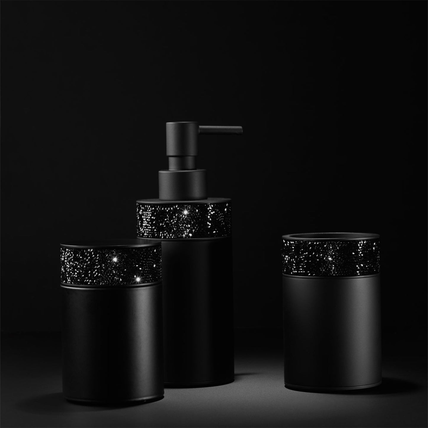 decor walther | ROCKS series | box with lid | matte black + swarovski crystals