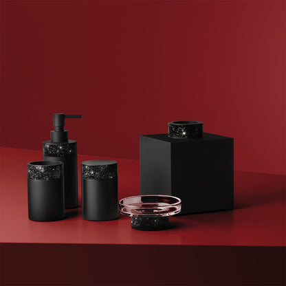decor walther | ROCKS series | box with lid | matte black + swarovski crystals