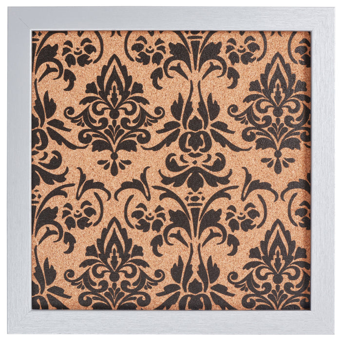 Decorative Fleur de Lis Cork Bulletin – Essentials Brushed Silver