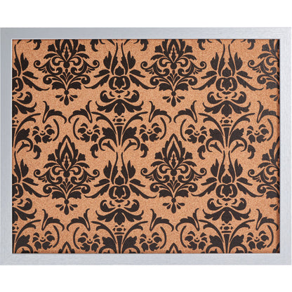 Decorative Fleur de Lis Cork Bulletin – Essentials Brushed Silver