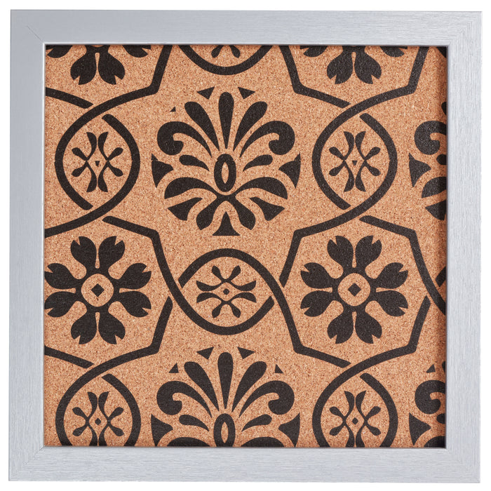Decorative Floral Cork Bulletin – Essentials Brushed Silver