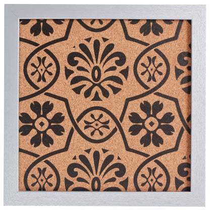 Decorative Floral Cork Bulletin – Essentials Brushed Silver