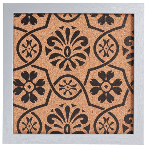 Decorative Floral Cork Bulletin – Essentials Brushed Silver