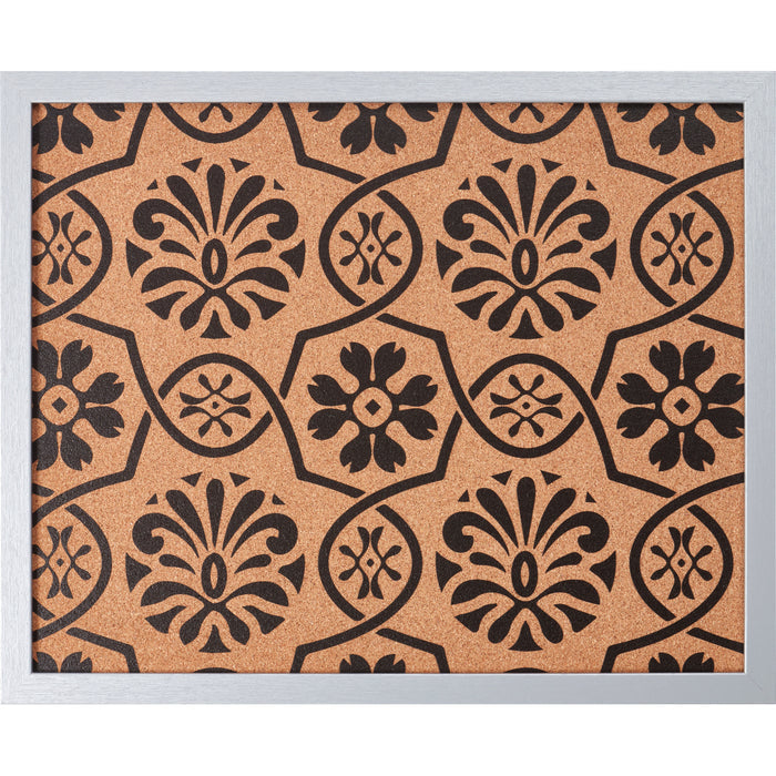 Decorative Floral Cork Bulletin – Essentials Brushed Silver