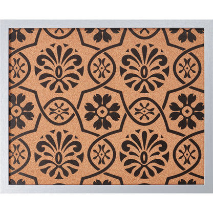 Decorative Floral Cork Bulletin – Essentials Brushed Silver
