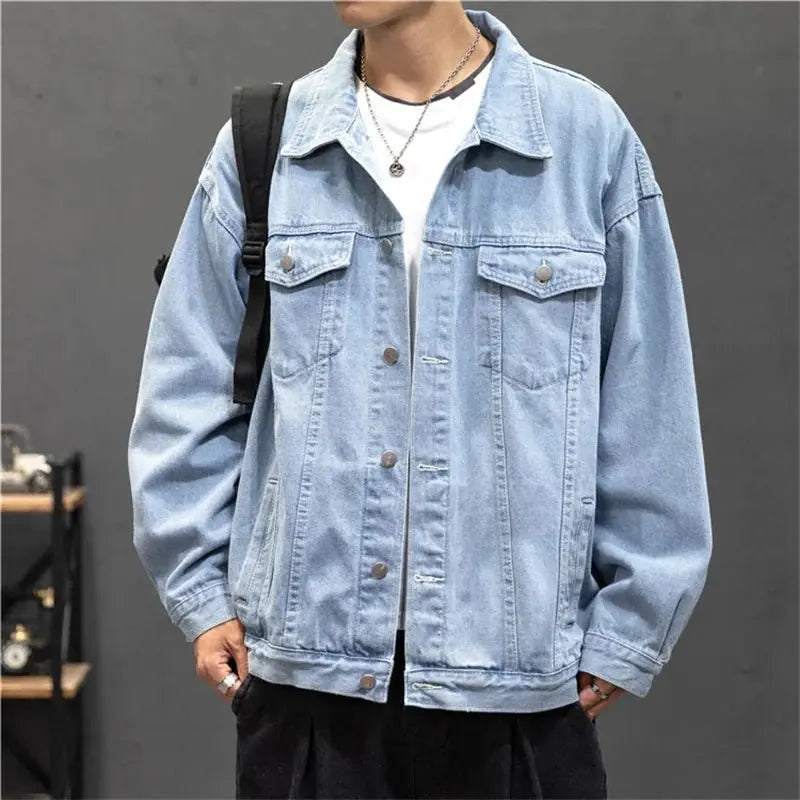 Denim Jacket Men Fashion Hole Retro Motorcyle Basic Coat Men Streetwear Bomber Denim Jacket Cowboy Men's Jacket Casual Coats