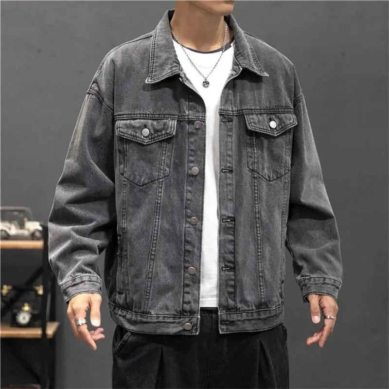 Denim Jacket Men Fashion Hole Retro Motorcyle Basic Coat Men Streetwear Bomber Denim Jacket Cowboy Men's Jacket Casual Coats