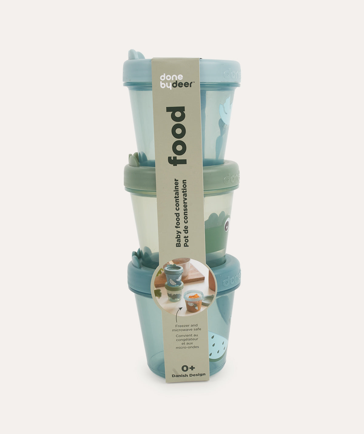 Done By Deer Baby Food Container 3pack - Croco Green