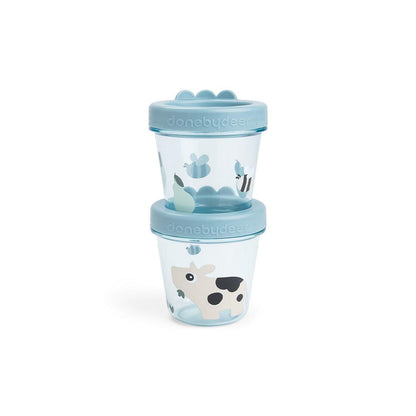 Done By Deer Baby Food Container 2 Pack - Tiny Farm Blue