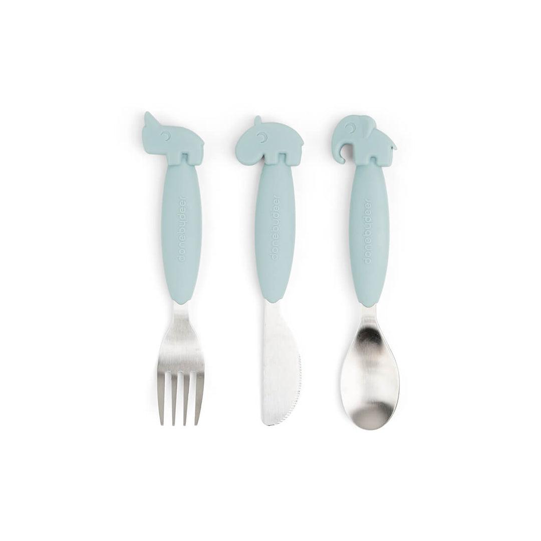 Done by Deer Easy-Grip Cutlery Set - Blue - Deer Friends
