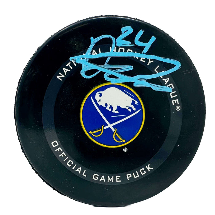 Dylan Cozens Signed Buffalo Sabres Game Model Puck Signed Hockey Pucks TSE Buffalo