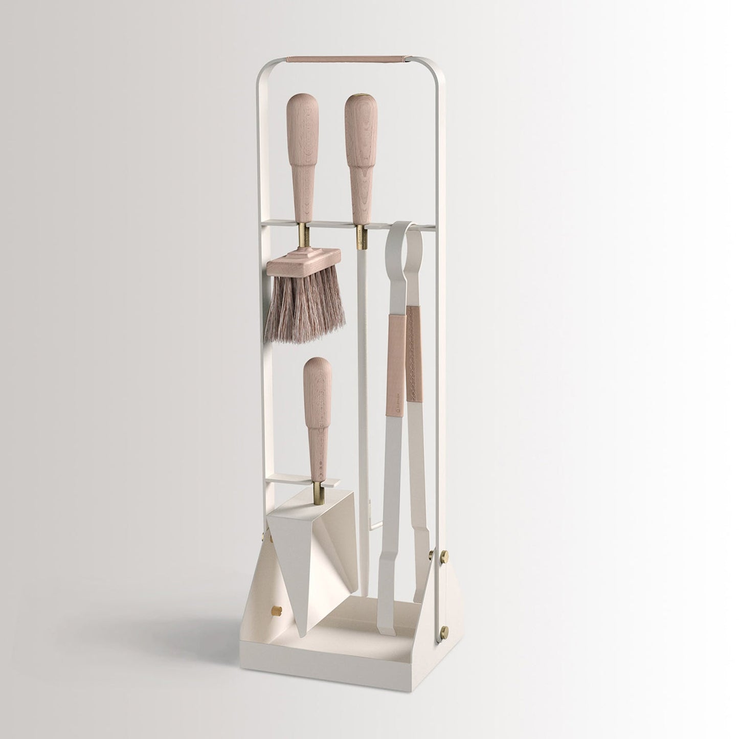 eldvarm | emma fire companion set with leather | blanc