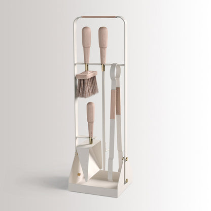 eldvarm | emma fire companion set with leather | blanc