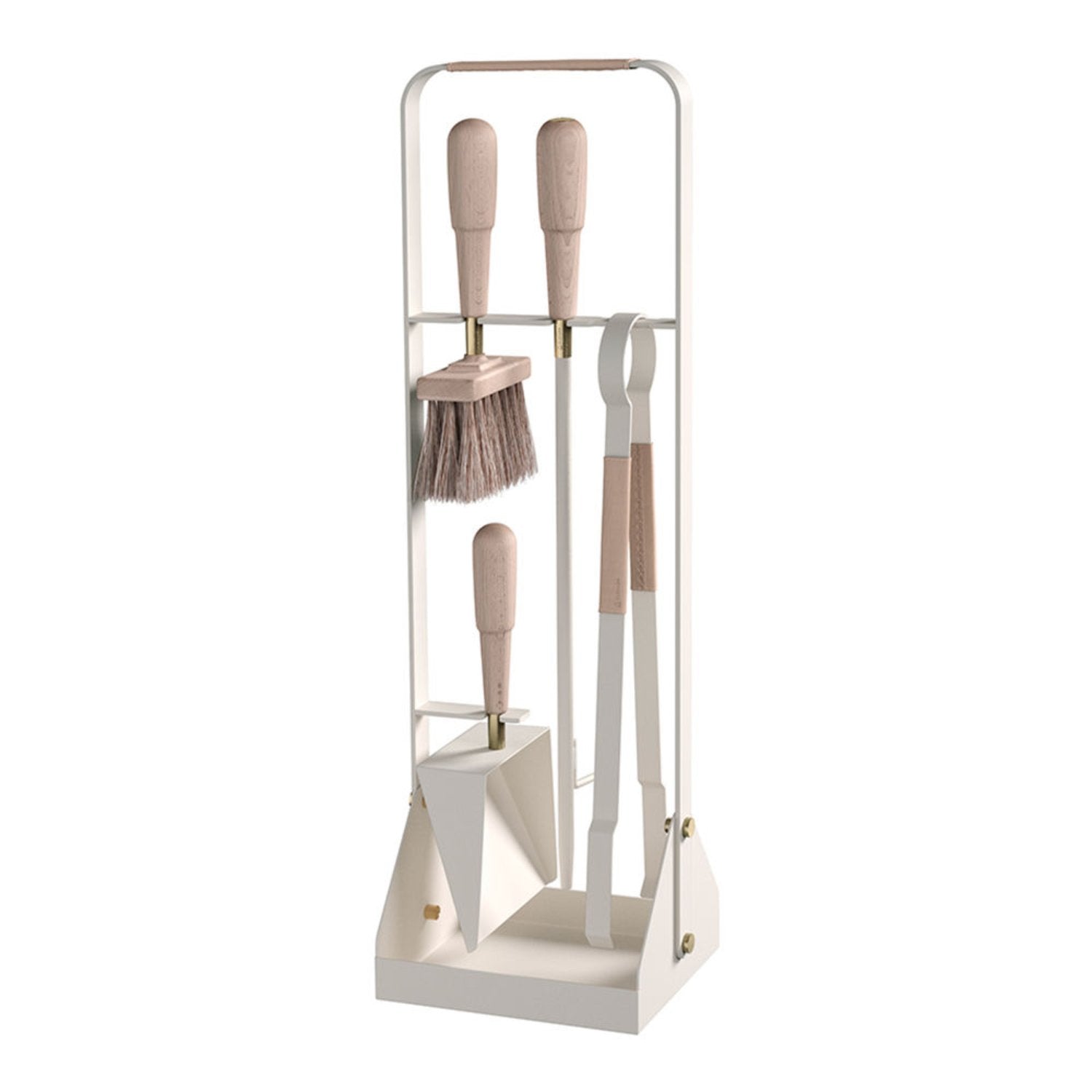 eldvarm | emma fire companion set with leather | blanc
