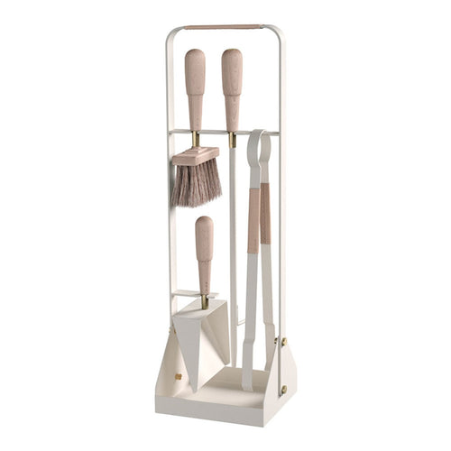 eldvarm | emma fire companion set with leather | blanc