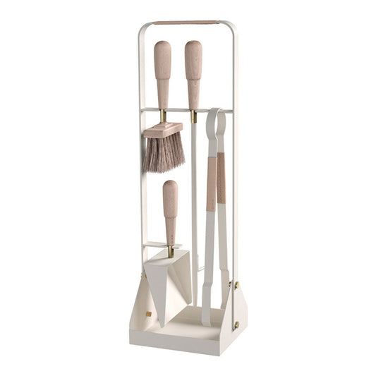 eldvarm | emma fire companion set with leather | blanc