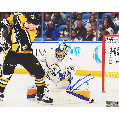 Eric Comrie Saving Shot in White Signed 8x10 Photo Signed Photos TSE Buffalo