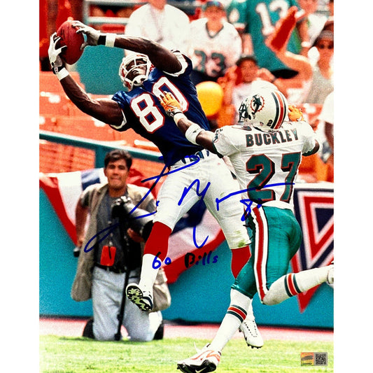 Eric Moulds Signed Catch Vs. Miami 11x14 Photo with Go Bills! Signed Photos TSE Buffalo