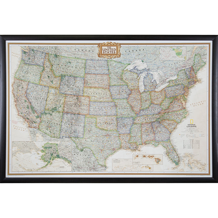 Executive United States Push Pin Map – Contemporary Walnut