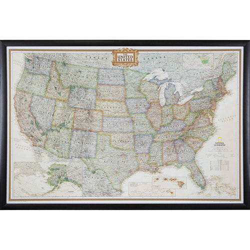 Executive United States Push Pin Map – Contemporary Walnut