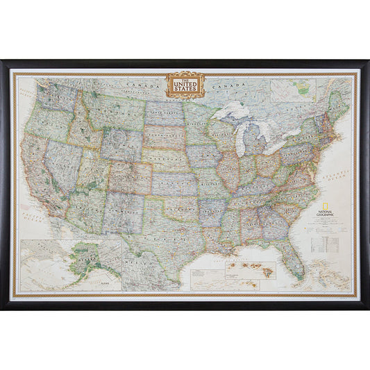 Executive United States Push Pin Map – Contemporary Walnut