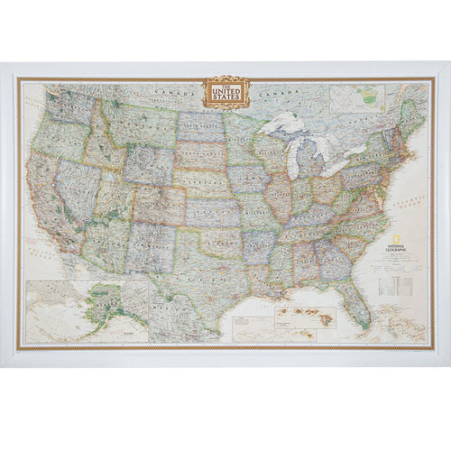 Executive United States Push Pin Map – Contemporary White