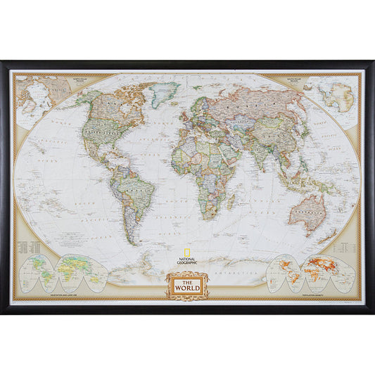 Executive World Push Pin Map – Contemporary Walnut