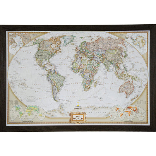 Executive World Push Pin Map – Driftwood Black