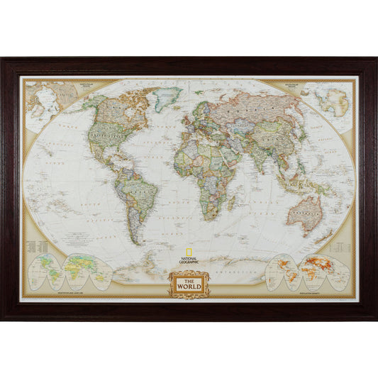Executive World Push Pin Map – Revival Mahogany